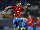 David Doud�ra se raduje ze svého gólu proti Gibraltaru.