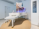 Expozice historie v�roby klav�r� Petrof v Informa�n�m centru v Hradci Kr�lov�.