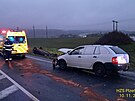 Na nov�m obchvatu nedaleko Rokycan havarovala v pond�l� r�no dv� vozidla....