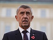 Andrej Babi odpovídá na otázky noviná po setkáni s prezidentem Petrem...