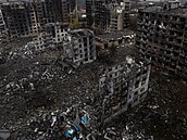 Ukrajinské msto Kosantynivka zdevastované po ruských útocích. (12. listopadu...