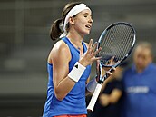 Nikola Bartková se roziluje v utkání baráe BJK Cupu proti Chorvatkám.