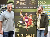 Amálie vábíková a Tomá Stank na tiskové konferenci k Czech Indoor Gala.