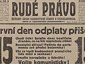 Titulní stránka Rudého práva v den voleb