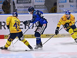 Momentka z utkání Vítkovice (modrá) - Budjovice.