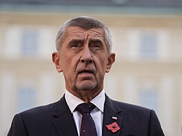 Andrej Babi odpovídá na otázky noviná po setkáni s prezidentem Petrem...