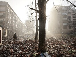 Ukrajinské m�sto Kos�antynivka zdevastované po ruských útocích. (12. listopadu...