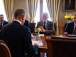 Prezident republiky Petr Pavel  dnes pijal na Hrad pedsedu hnutí ANO Andreje...