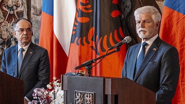 Tiskov� konference prezidenta Petra Pavla a prezidenta Alb�nsk� republiky Bajrama Begaje. (19. listopadu 2025)