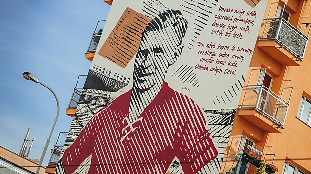 Mural sparanské legendy Karla Kádi Peka v praských Holeovicích.