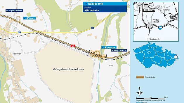 Pl�novan� mimo�rov�ov� k�i�ovatka No�ovice, je� pro tamn� pr�myslovou z�nu znamen� spojen� s d�lnic�.