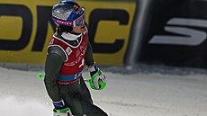 Lucas Pinheiro Braathen v cíli slalomu v Levi.