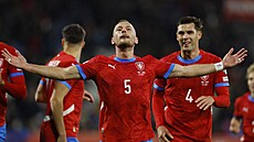 Vladimír Coufal si uívá gól proti Gibraltaru.