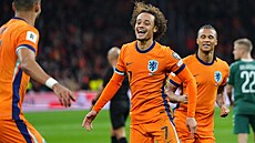 Xavi Simons se raduje zbranky proti Litv�.