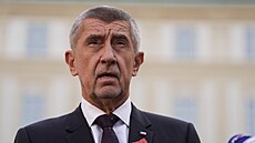 Andrej Babi odpovídá na otázky noviná po setkáni s prezidentem Petrem...