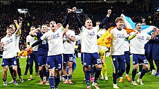 Skottí fotbalisté bhem oslav postupu na mistrovství svta.