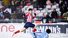 David Rodríguez z Ottawy dává vít�zný gól ve finále Kanadské Premier League.