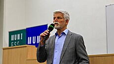 Prezident Petr Pavel debatuje se studenty Masarykovy univerzity. (18. listopadu...