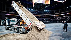 P�íprava O2 areny na parkurové Prague Playoffs