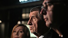 P�edseda ANO Andrej Babi� a místop�edsedové Alena Schillerová a Karel Havlí�ek...