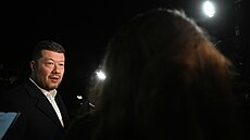 P�edseda Sn�movny a SPD Tomio Okamura po koali�ním jednání v Pr�honicích