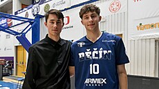 Dín, 12. 11. 2025, BK Dín - Sluneta Ústí nad Labem, utkání NBL. Vlevo Jakub...