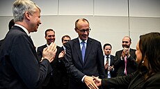 N�mecký kanclé� Friedrich Merz b�hem oslav 70. narozenin. (11. listopadu 2025).