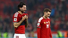 Ma�arský zálo�ník Dominik Szoboszlai v slzách po porá�ce s Irskem.