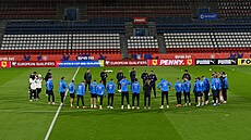 Trénink eských fotbalist ped kvalifikaním utkáním proti Gibraltaru.