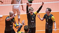 Brnntí volejbalisté se radují.