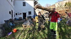 Mu�i z azylového domu na rycht� pracují bezplatn�. Jezdí na celý den zhruba...