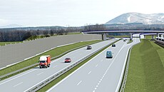 Dálnice D48 u Noovic s plánovanou mimoúrovovou kiovatkou, je na dálnici...