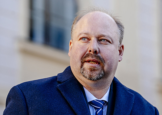 Kandidát na ministra spravedlnosti, Jeroným Tejc (ANO) na tiskové konferenci po...