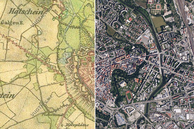 Kdysi a nyní. Porovnání centra Olomouce ze sedmnáctého století a te.