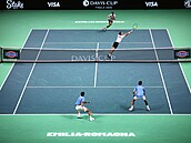 Nmecký pár Kevin Krawietz a Tim Pütz bojuje ve tyhe s argentinskou dvojicí...