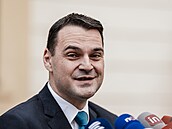 Petr Macinka (Motoristé) na tiskové konferenci po jednání s prezidentem Petrem...