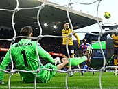 Obránce Ladislav Krejí z Wolverhamptonu v anci míjí bránu Deana Hendersona z...