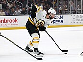 Útoník Bostonu Pavel Zacha (vpravo) v zápase proti Los Angeles Kings.