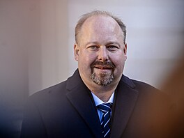 Kandidát na ministra spravedlnosti, Jeroným Tejc (ANO) na tiskové konferenci po...