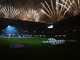 Slávistický stadion p�ed utkáním Ligy mistr� proti Bilbau.