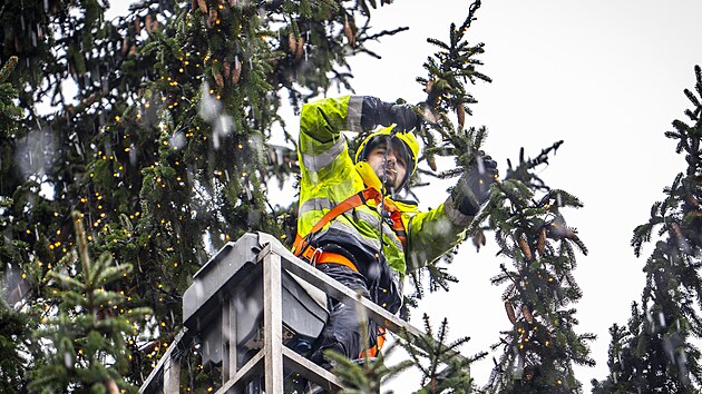 Zdoben� v�no�n�ho stromu na Starom�stsk�m n�m�st� v Praze (26. listopadu 2025)