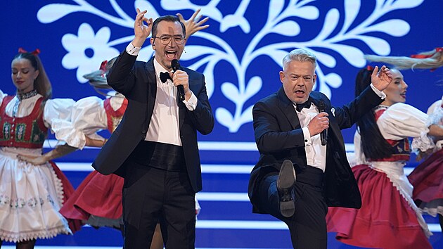 Ond�ej Sokol a Ale� H�ma b�hem zah�jen� �esk�ho slav�ka 2025 (21. listopadu 2025)