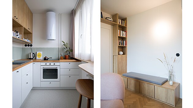 Majitelka si p��la dispozici bez kompromis� a odpov�daj�c� sou�asn�m trend�m, nap��klad ob�vac� pokoj propojen� s kuchyn�. 