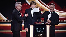 Paralympijský vít�z David Kratochvíl b�hem vyhla�ování kategorie rap/hip hop...