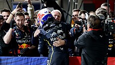 Max Verstappen z Red Bullu se raduje z vít�zství v Las Vegas.