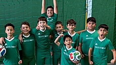 D�ti z ústeckého fotbalového klubu Mongaguá na turnaji v D��ín� nazvaném...