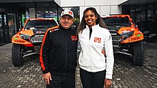 Martin Koloc s dcerou Aliyyah na tiskové konferenci k Dakaru 2026.