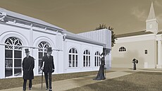 Vizualizace budoucí podoby Sadové kavárny ve Franti�kových Lázních.