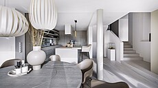 Nábytek kuchyn� je zhotovený na míru z mo�ené dubové dýhy a lakovaného dubu....