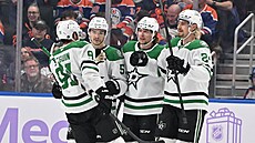 Hokejisté Dallas Stars oslavují gól.